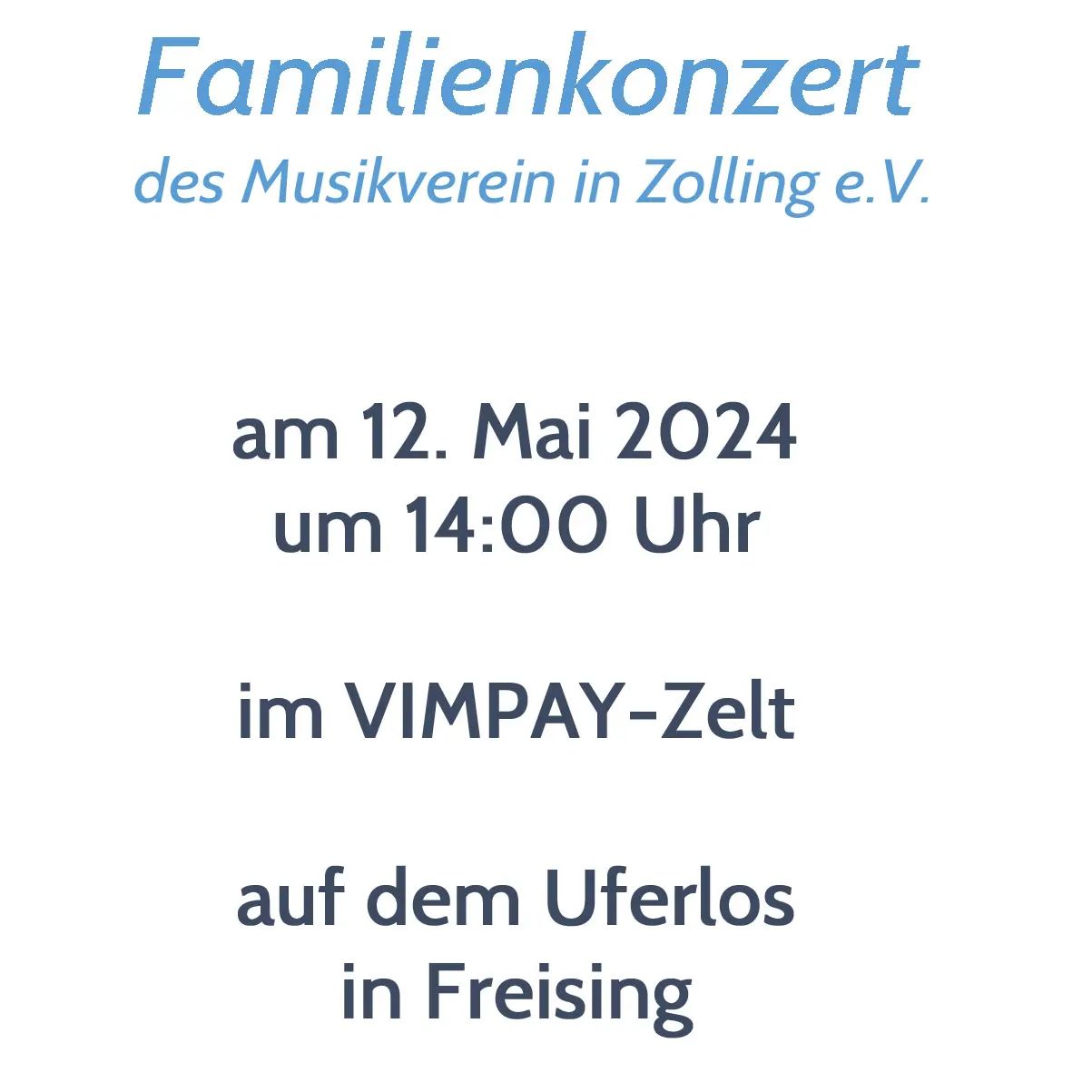 Musikverein goes @uferlos_festival_freising

Nächste Woche am Sonntag, den 12.05.2024 spielen wir um 14 Uhr auf dem Uferlos in Freising im VIMPAY-Zelt ein Familienkonzert.

Schaut vorbei, wir würden ...