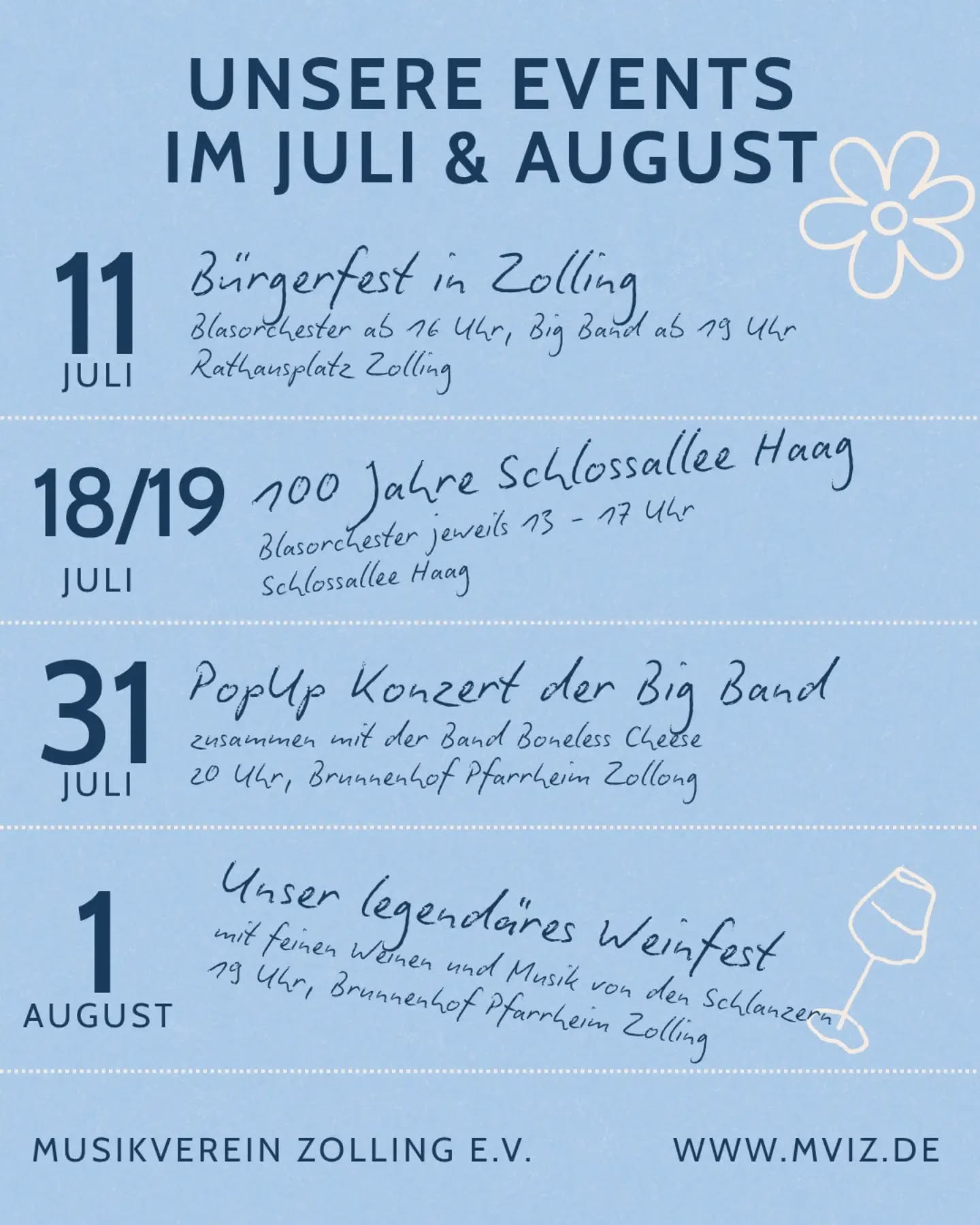Unsere Termine im Juli & August 👉 Swipe Left für mehr Infos!

Ob Biergarten-Feeling im @schlossalleebiergarten_haag , schmissiger Big Band  Sound am PopUp-Konzert, oder feine Weine von @derweinfeinschmecker ...